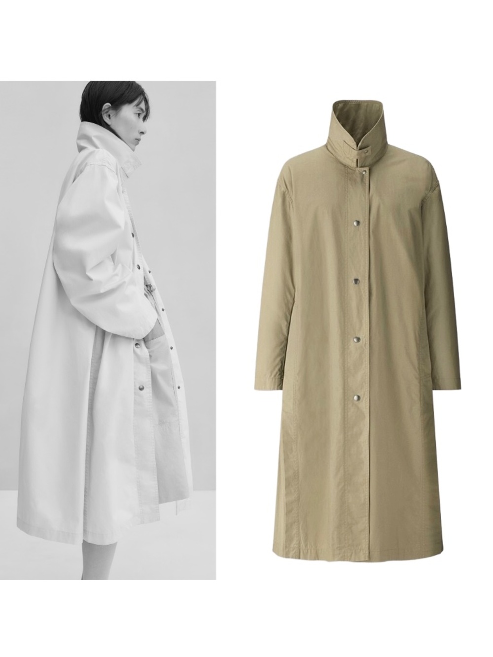 UNIQLO U Light Long Coat Cotton Trench Coat in Olive Size Large L